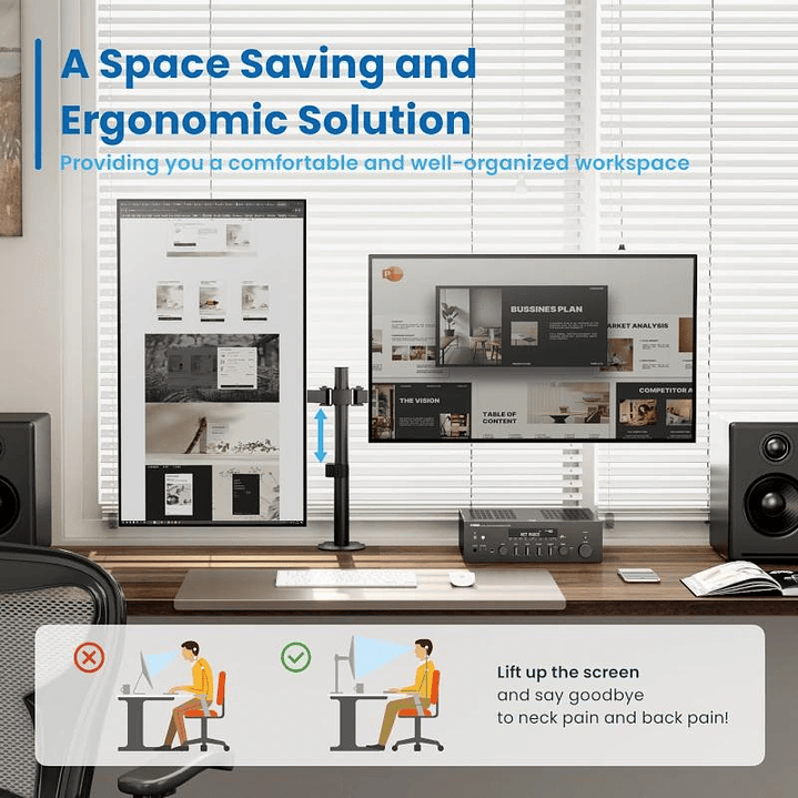 EWENT EW1512 Soporte mesa 2 monitor 13-32