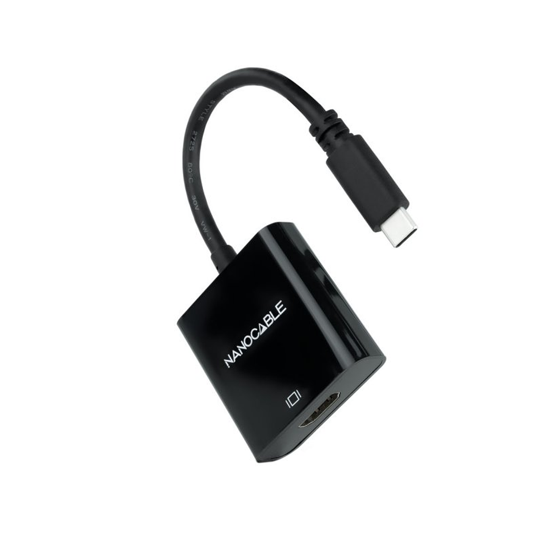Nanocable Conversor USB-C/M a HDMI/H Negro 15cm 2