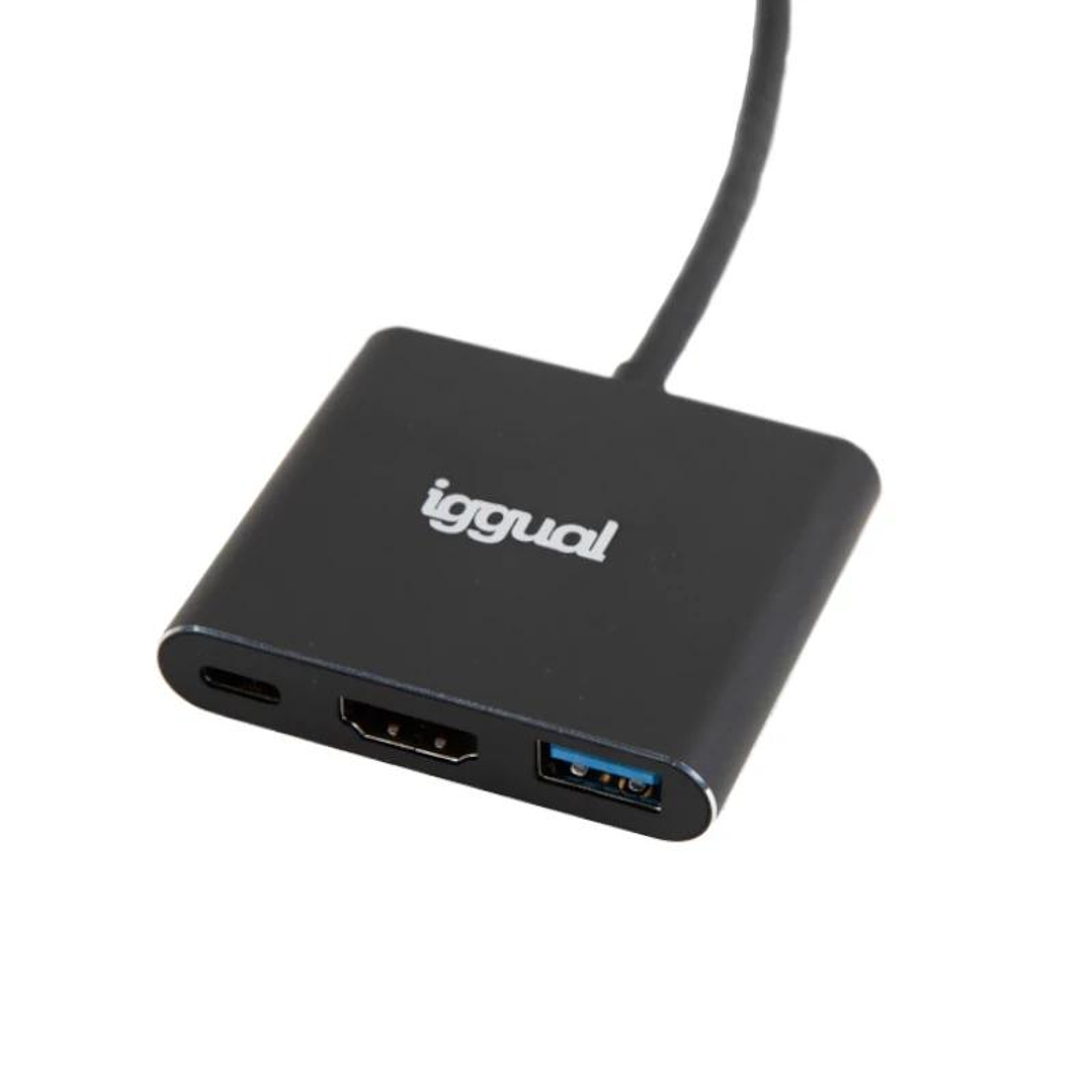 iggual Hub tipo C 3 en 1 HDMI USB3.0 PD100W 3