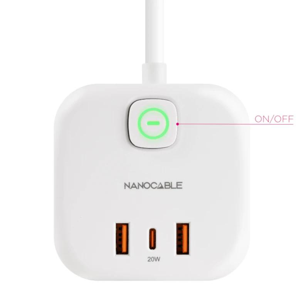 Nanocable Base de enchufe con 3 USB c/ interruptor 2