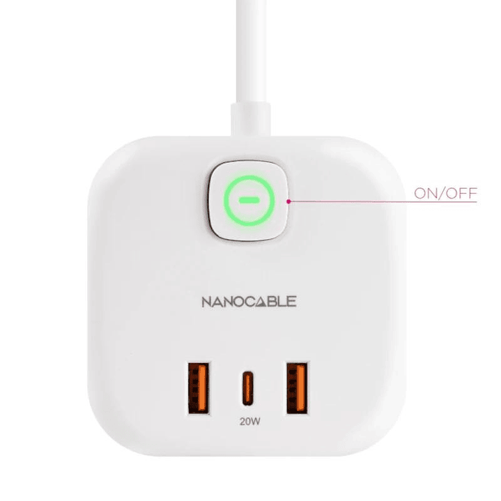 Nanocable Base de enchufe con 3 USB c/ interruptor 2
