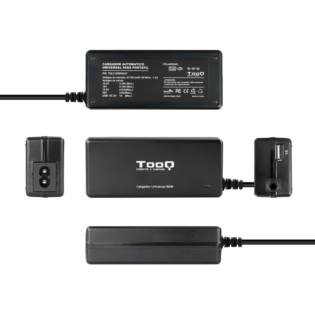 Tooq Cargador portátil 65W 8 Conectores 3