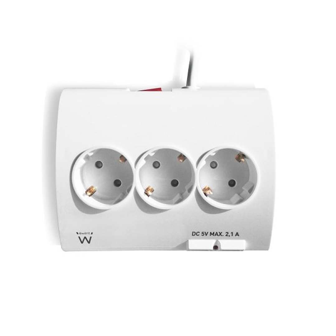 EWENT EW3935 Regleta 5 Schuko + 2 usb 2.1A 3