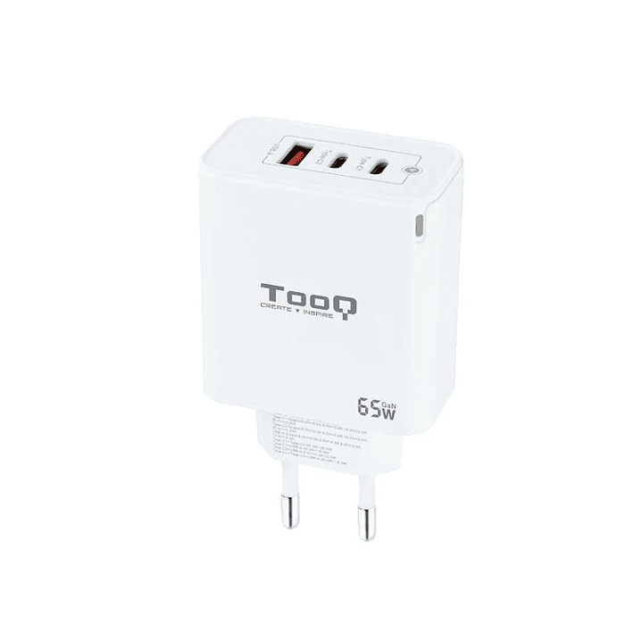 TOOQ Cargador pared GAN 2xUSB-C 1xUSB-A 45W+20W 1