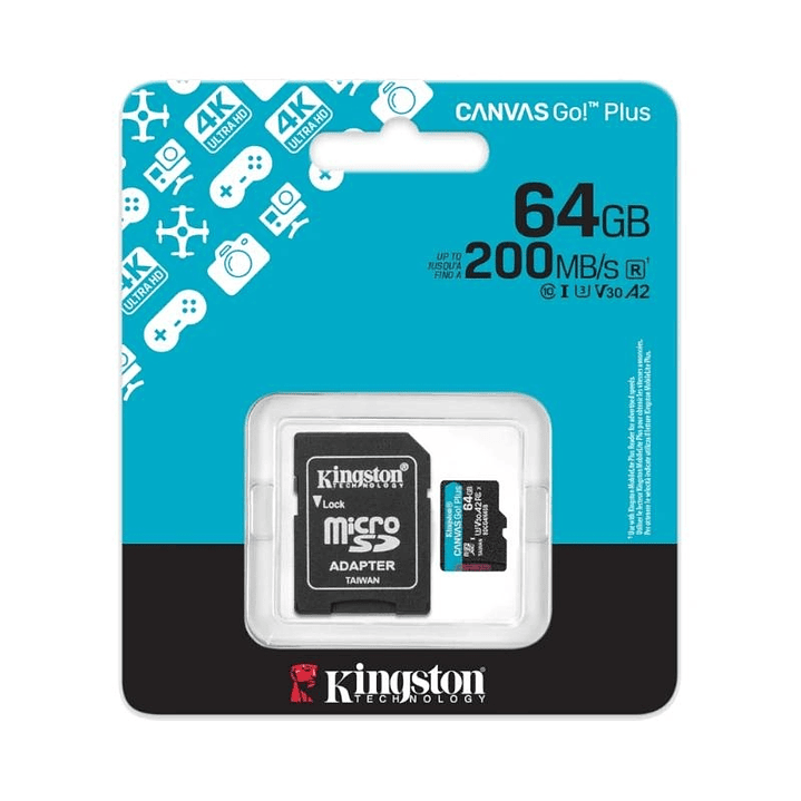 Kingston microSD Canvas Go! Plus 4 64GB 200 MB-s 1