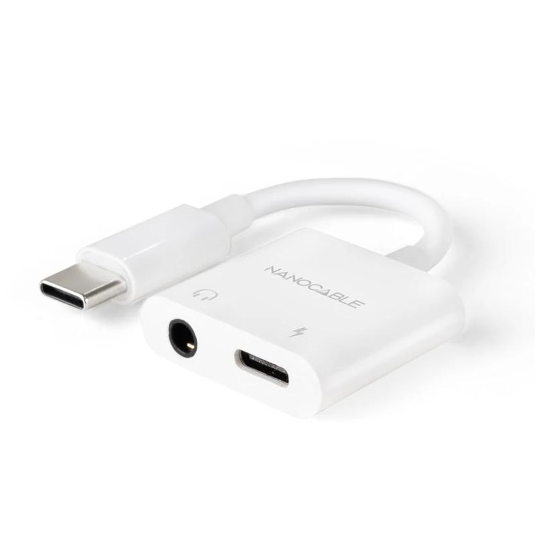 Nanocable Adaptador USB-C a Jack+USB-C/H PD 60W 1