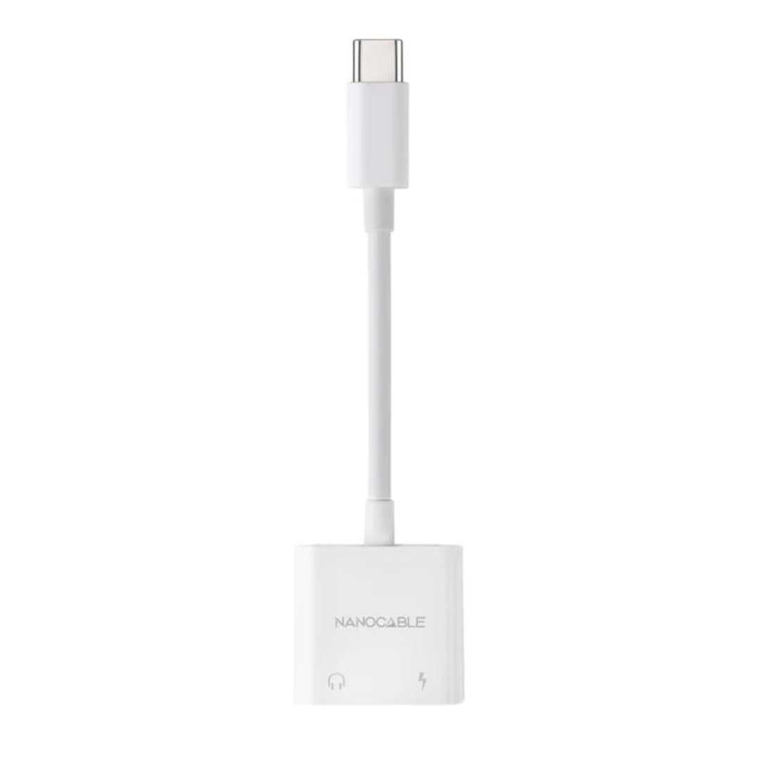 Nanocable Adaptador USB-C a Jack+USB-C/H PD 60W 2