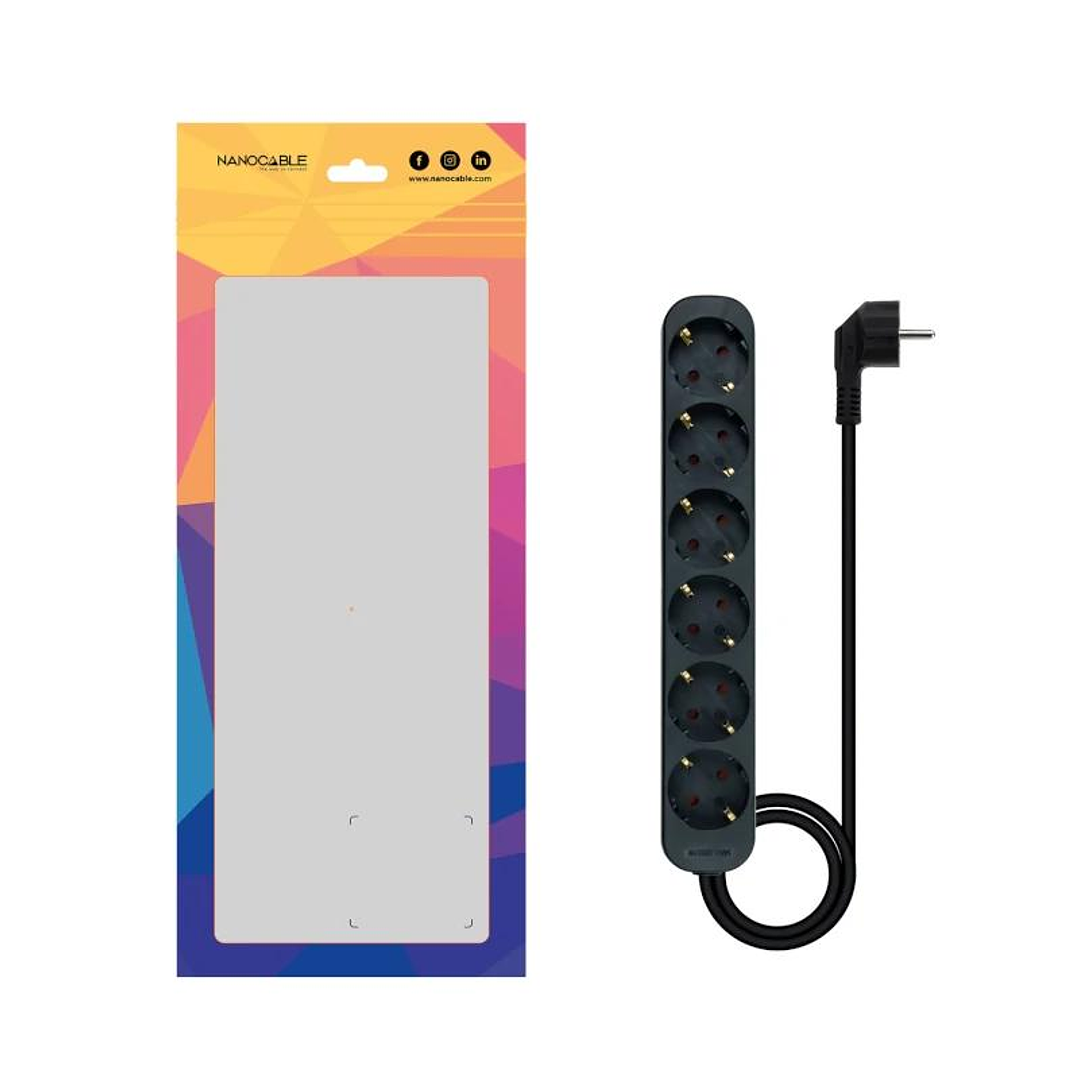 Nanocable Regleta de Enchufes 6 Tomas 1.4 m Negro 3