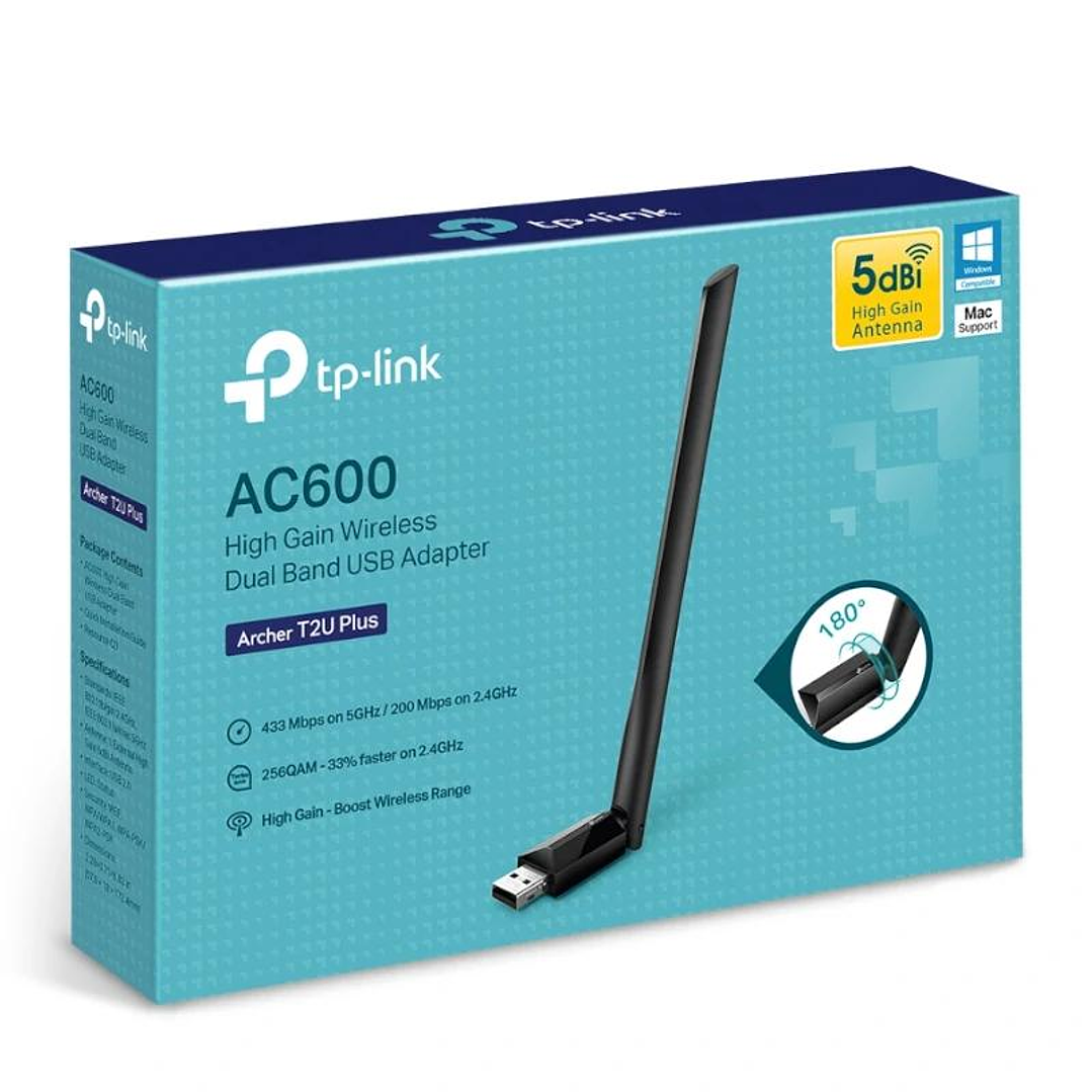 TP-Link Archer T2U Plus Adaptador WiFi AC600 USB 2