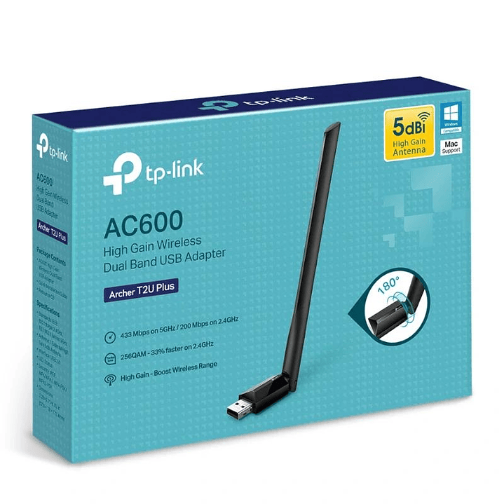 TP-Link Archer T2U Plus Adaptador WiFi AC600 USB 2