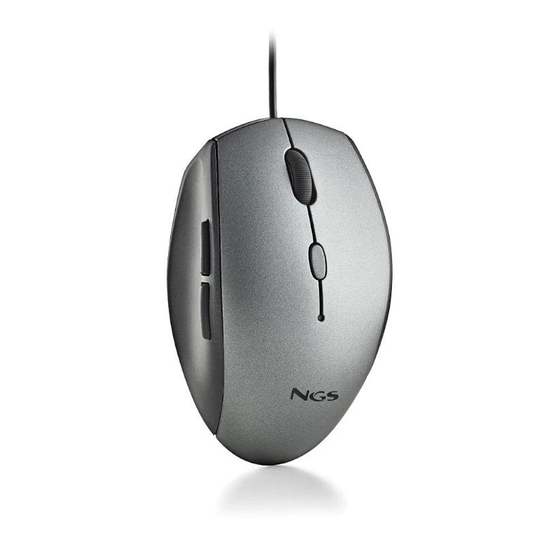 NGS WIRED ERGO SILENT MOUSE + USB TYPE C ADAP GRAY 1