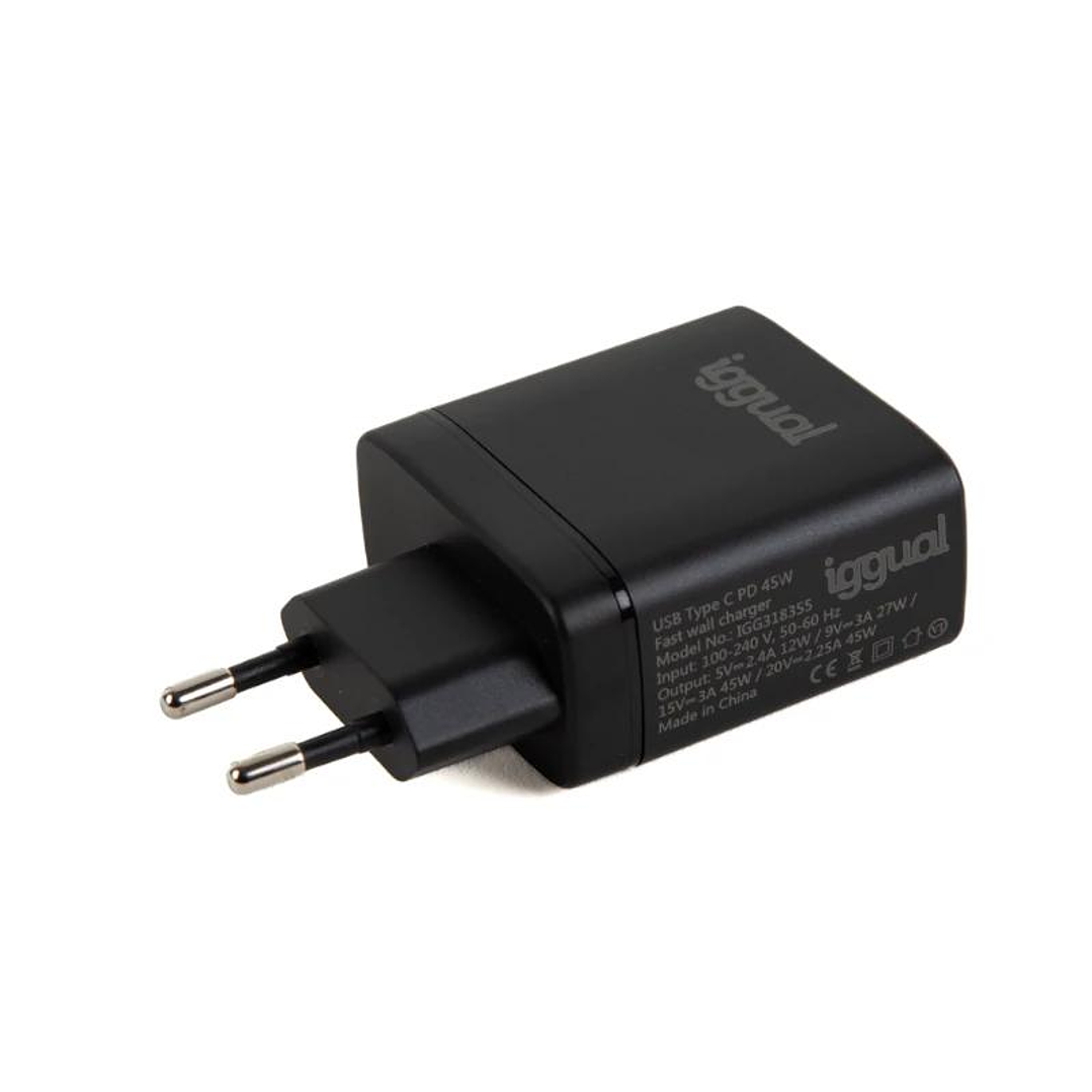 iggual Cargador rápido USB PD tipo C 45W GaN 3