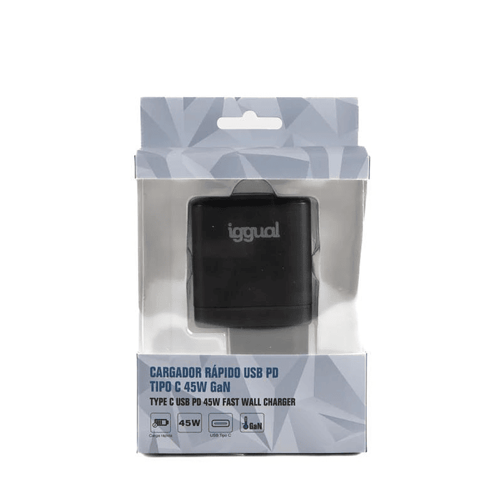 iggual Cargador rápido USB PD tipo C 45W GaN 4