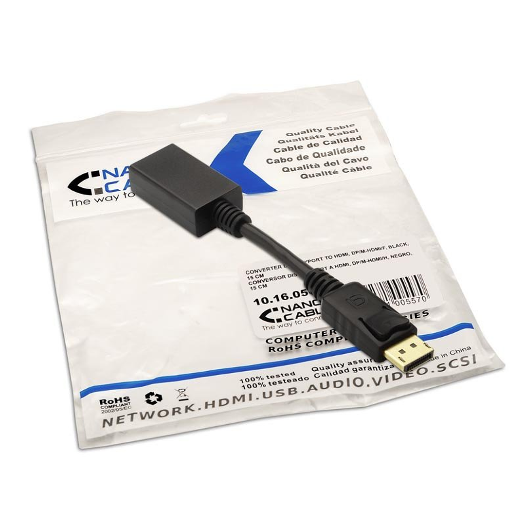 Nanocable Adaptador Displayport (M) a Hdmi (H) 3