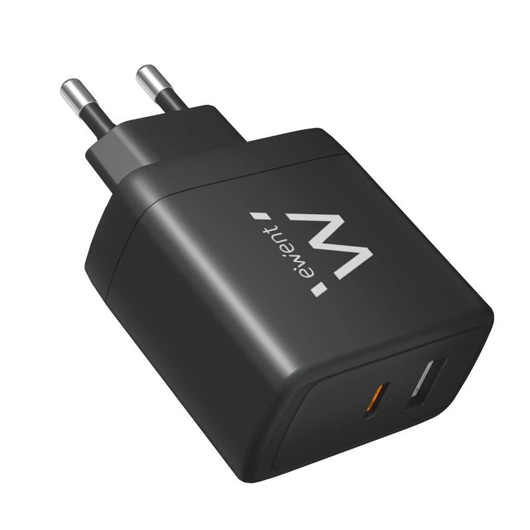 Ewent Cargador Rapido USB-A Y USB-C, GanFast, 65W 4