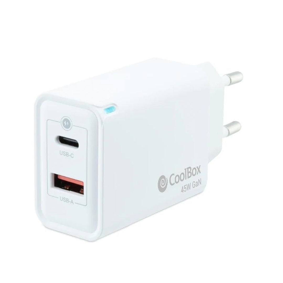 Coolbox Cargador Pared GAN 45W USB-C/USB-A 1