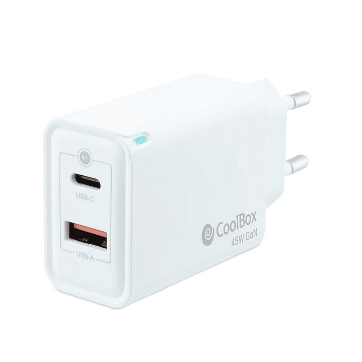 Coolbox Cargador Pared GAN 45W USB-C/USB-A 1