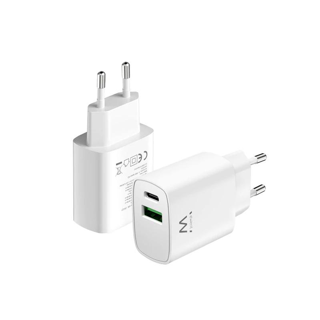 EWENT Cargador rapido Q3 20w Usb-C y Usb-A 2