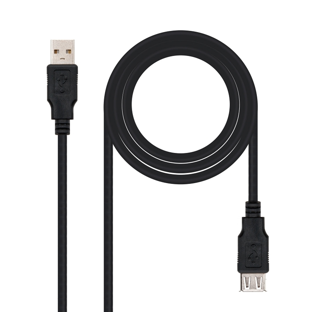 Nanocable Cable USB 2.0, tipo A/M-A/H, Negro, 3m 1
