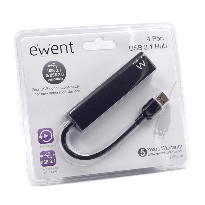 EWENT EW1136  Hub 4 Puertos USB 3.0 3