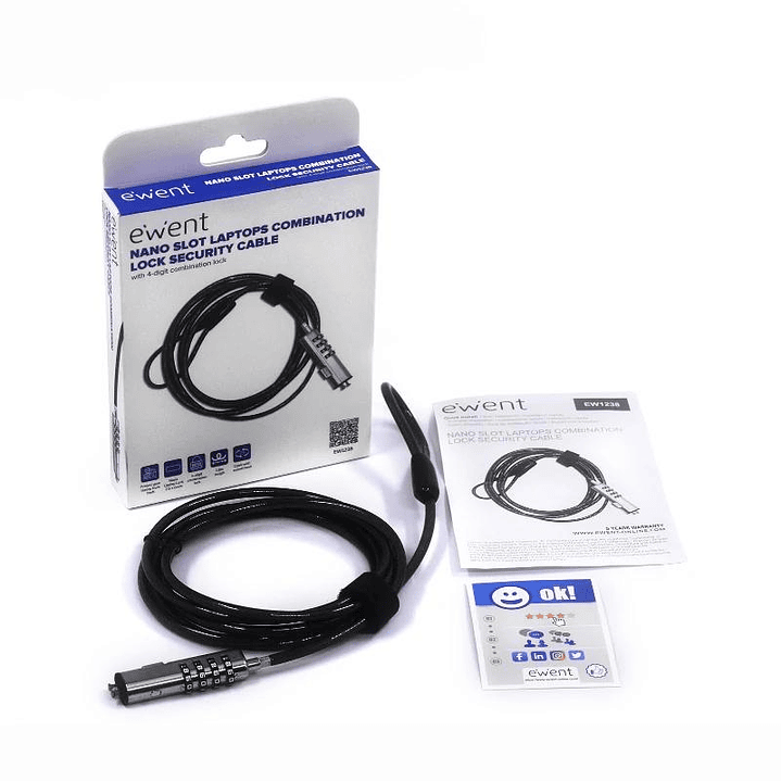 EWENT Cable Seguridad Nano combinacion 3