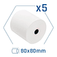 iggual Pack 5 rollos papel térmico sin BPA 80X80mm - Thumbnail 1
