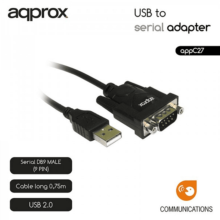 approx APPC27 Adaptador USB A SERIE DB9M  0,75 M. 2