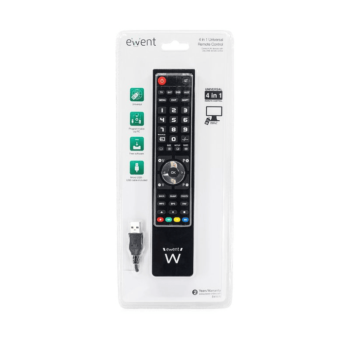 EWENT EW1570 Mando TV 4 en 1 programable x cable 2