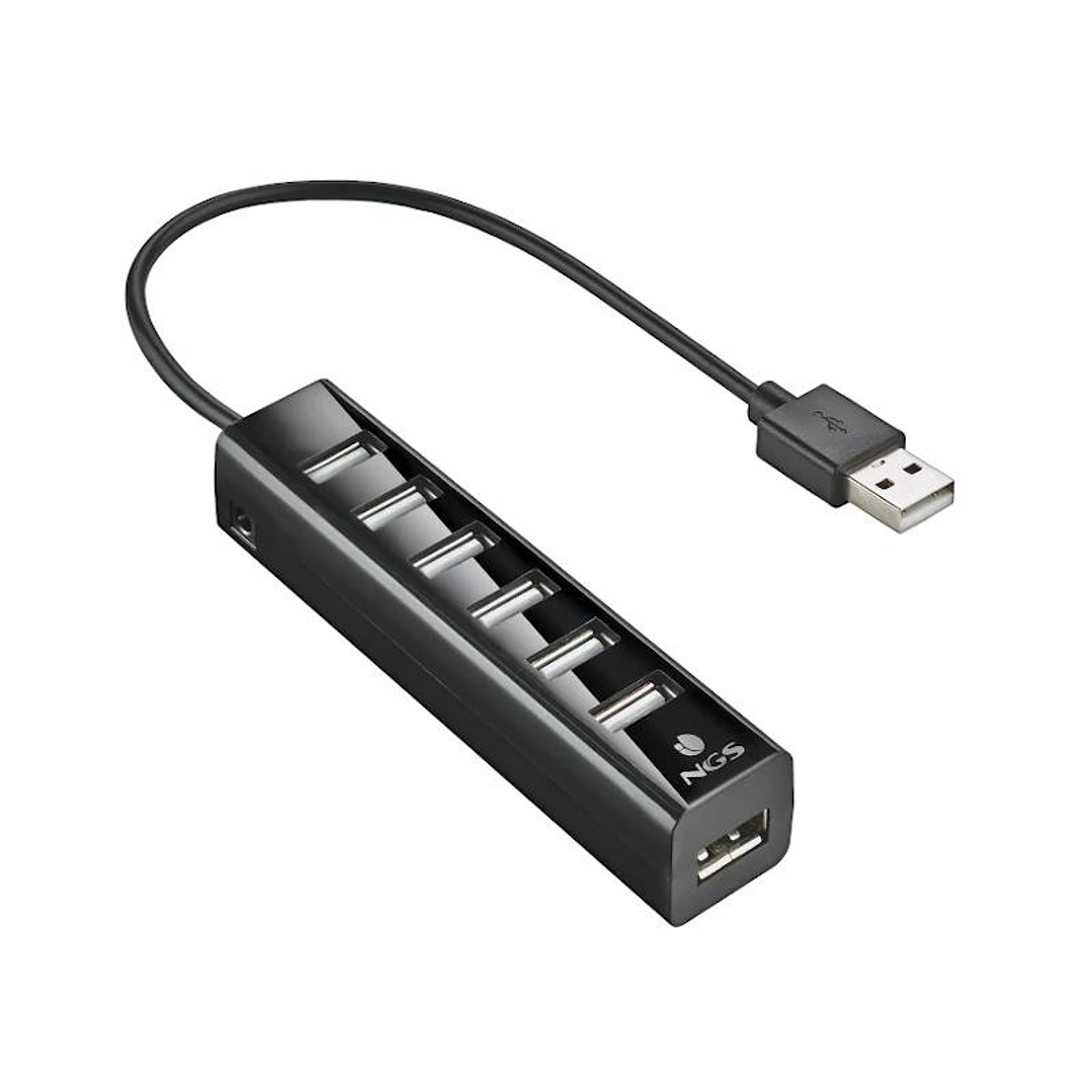 NGS Hub 7 puertos 2.0 con adap.corriente 3