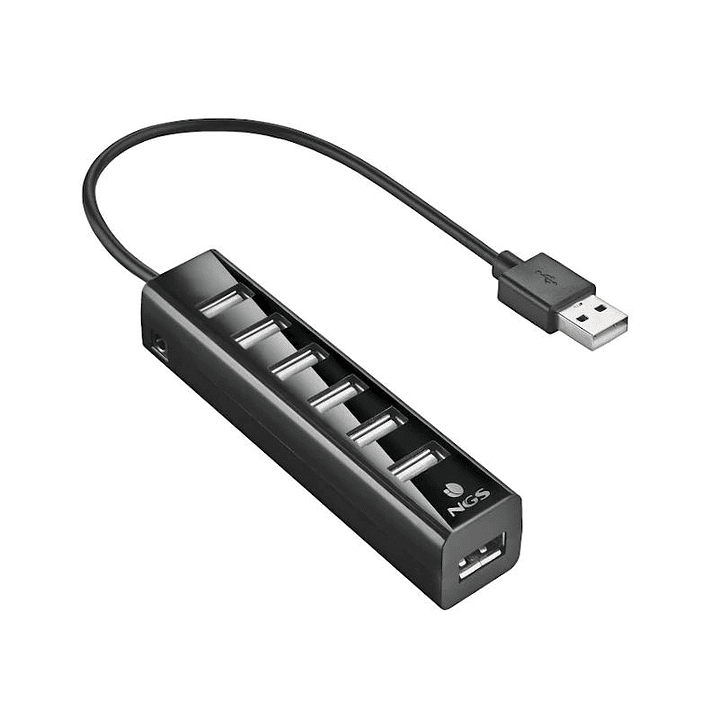 NGS Hub 7 puertos 2.0 con adap.corriente 3
