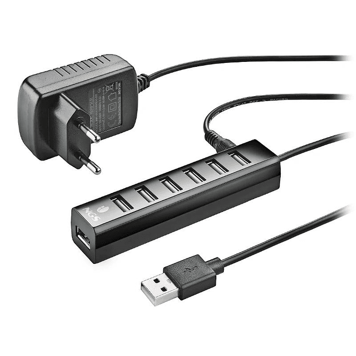 NGS Hub 7 puertos 2.0 con adap.corriente 4