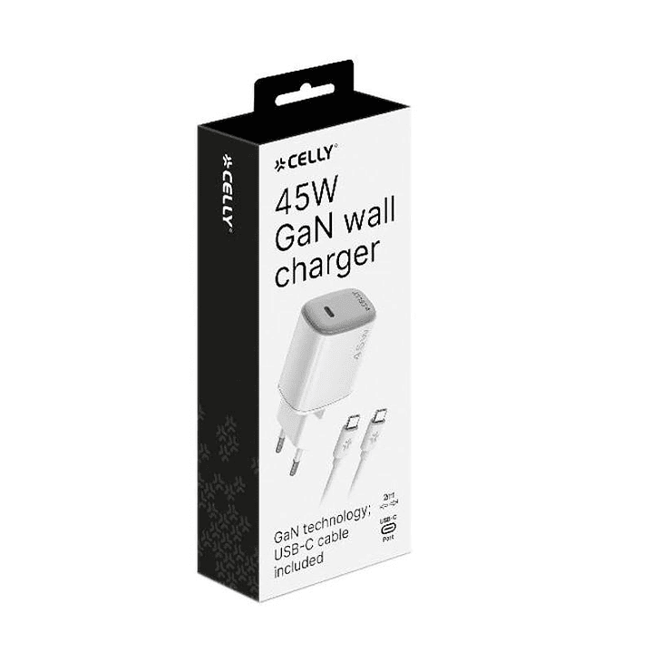 Celly Cargador  45W Usb-C + Cable Usb-C 4