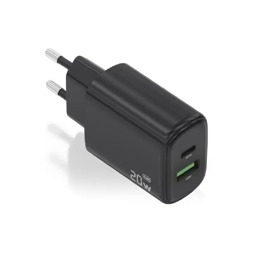 Aisens Cargador GaN 20W USB-C PD 3.0 USB-A QC3.0 1