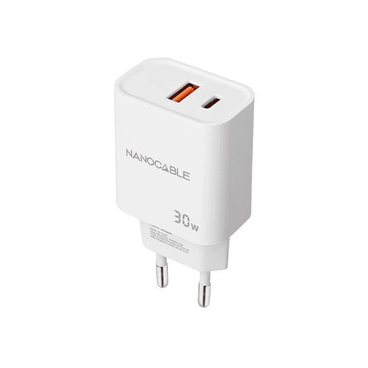 Nanocable Cargador USB-C/PD+USB-A/QC 30W Blanco 2