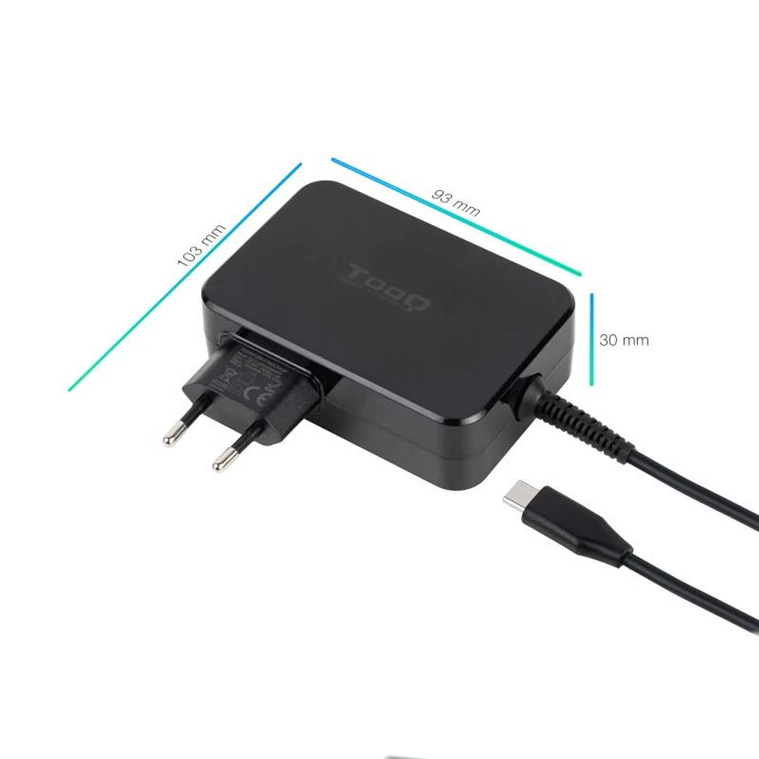 Tooq Cargador portátil GAN USB-C PD 100W Negro 2