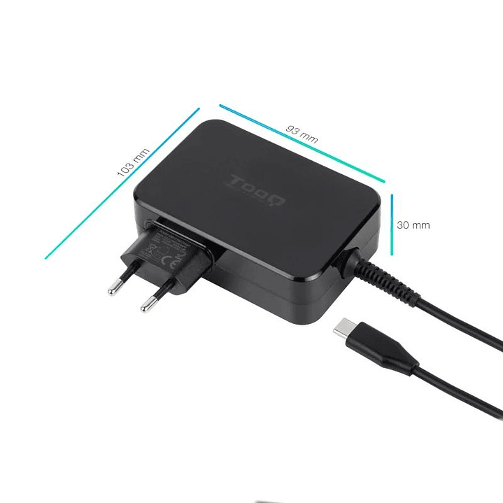 Tooq Cargador portátil GAN USB-C PD 100W Negro 2