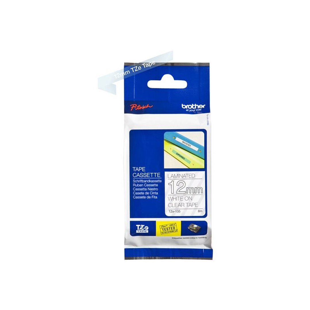 Brother Cinta Laminada Blanco/Transparente 12 mm 2