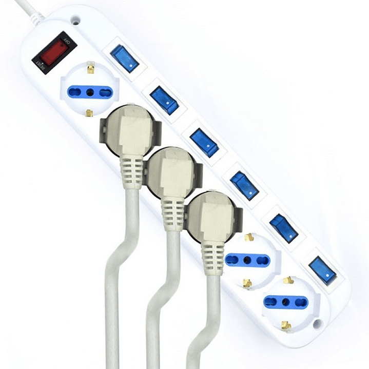 EWENT EW3932-5m Regleta 6 Tomas / 6 interruptor 5m 3