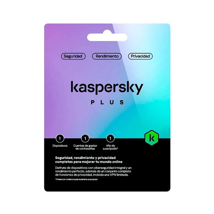 Kaspersky Plus  1L/1A+ regalo tarj.Monedero 1