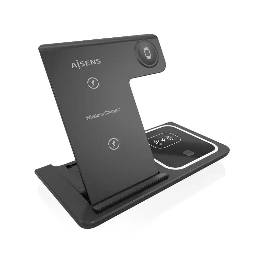 Aisens Cargador Inalámbrico USBC 15W 3 en 1 Negro 1