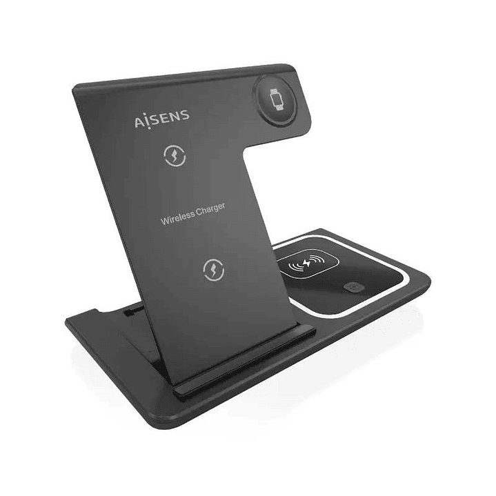 Aisens Cargador Inalámbrico USBC 15W 3 en 1 Negro 1