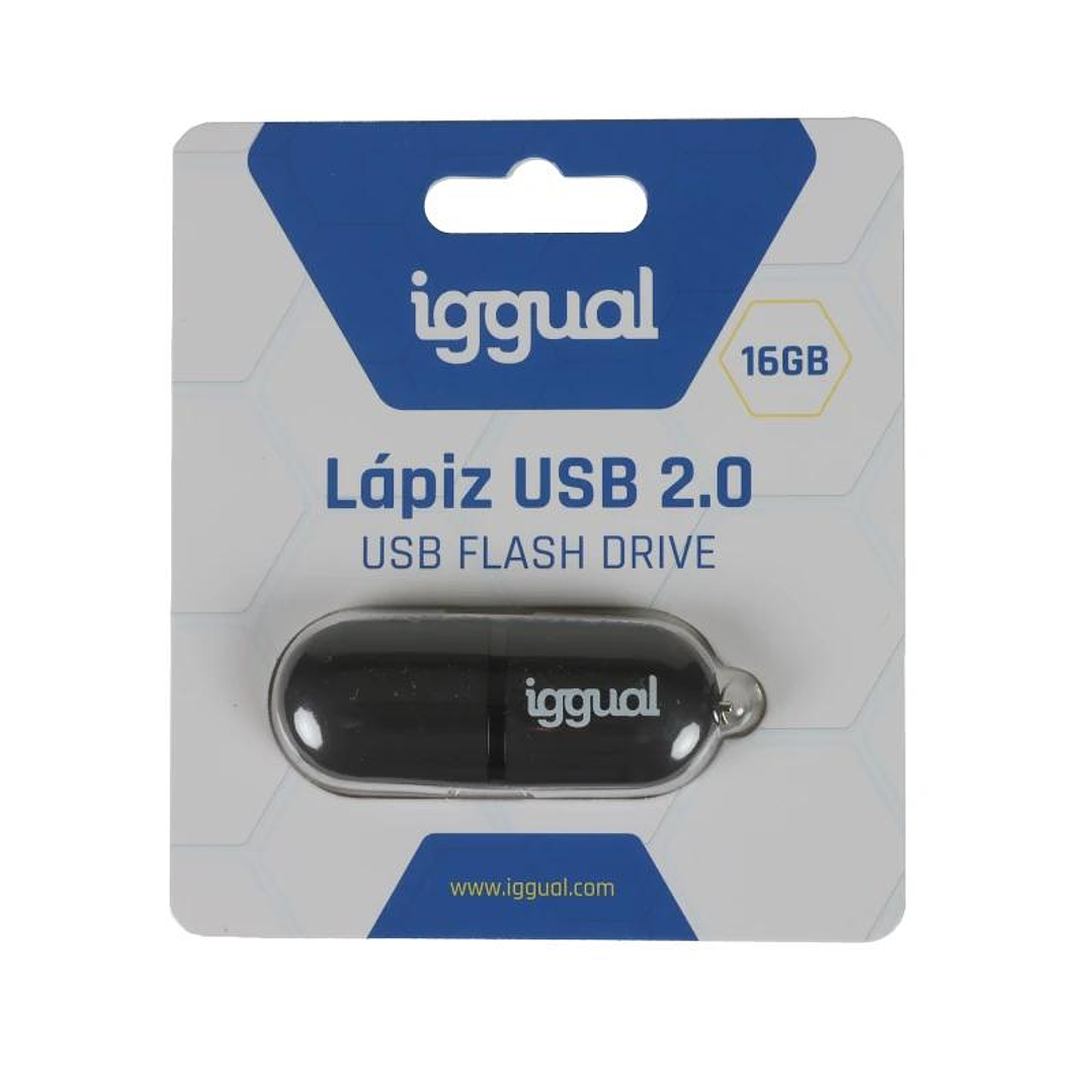 iggual Lápiz USB 2.0 16GB PEN16 negro con tapa 2