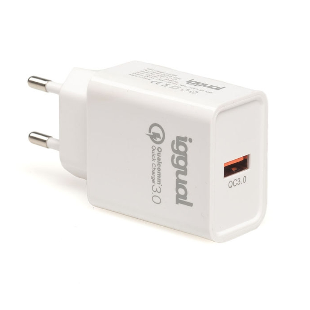 iggual Cargador 1xUSB carga rápida QC3.0 18W 1