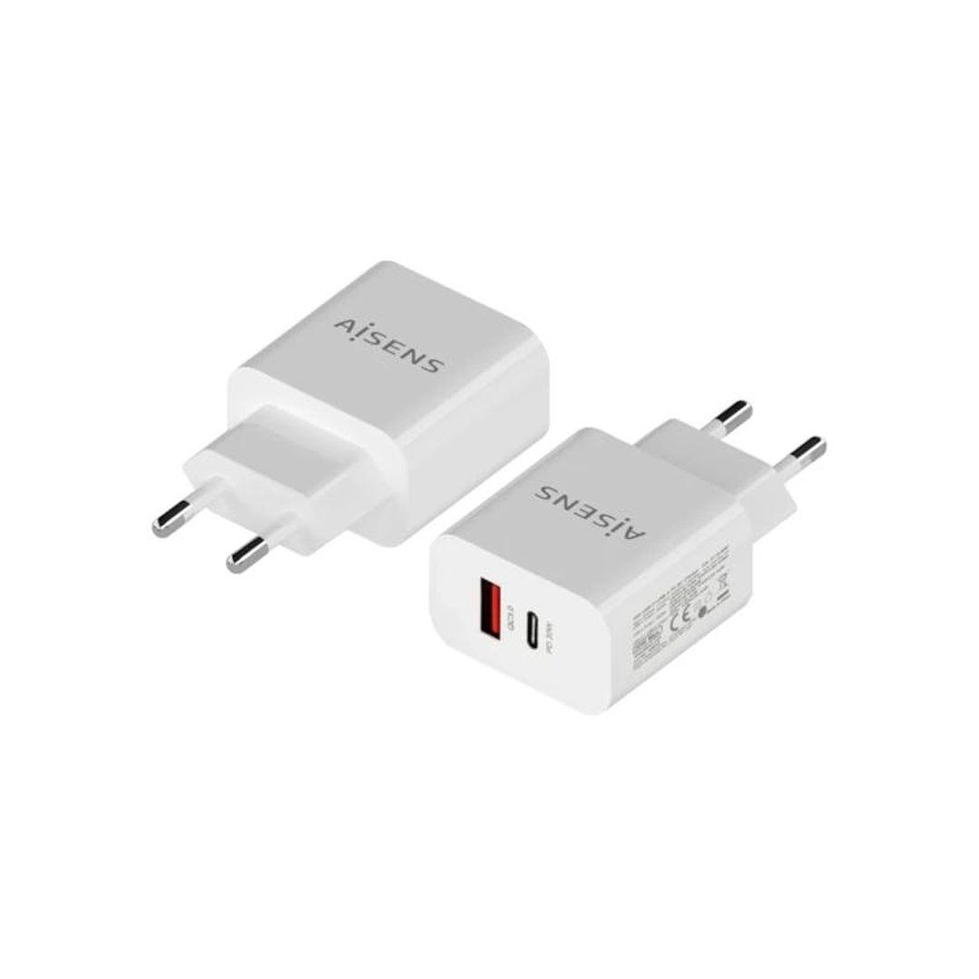 Aisens Cargador 20W USB-C PD3.0 USB-A QC3.0 Blanco 1