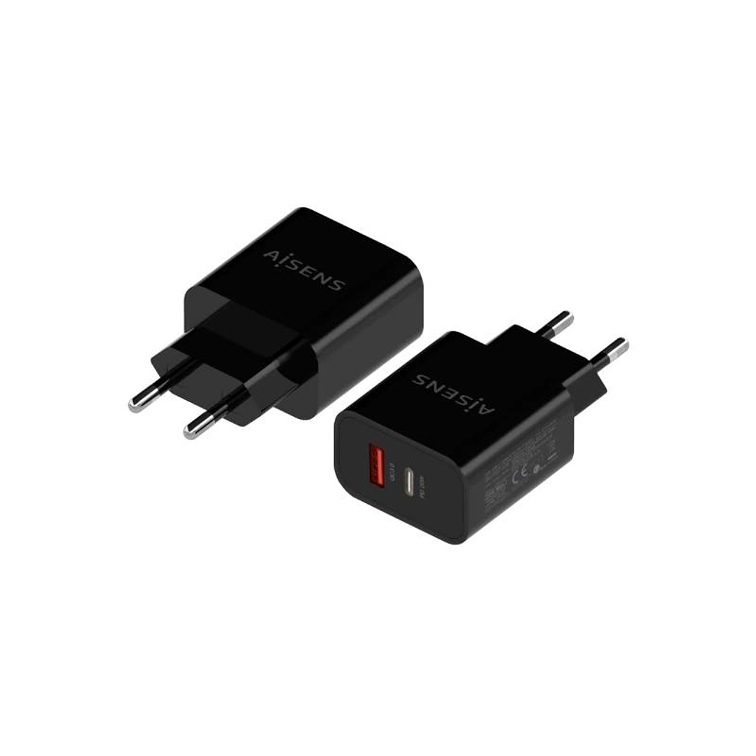 Aisens Cargador 20W USB-C PD3.0 USB-A QC3.0 Negro 1