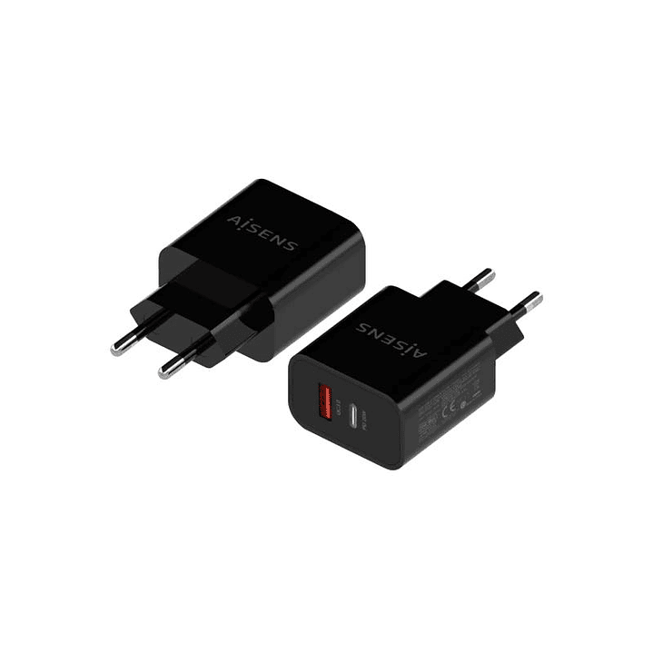 Aisens Cargador 20W USB-C PD3.0 USB-A QC3.0 Negro 1