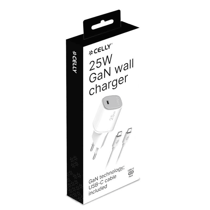 Celly Cargador Gan  1C 25W + C A C Cable 3