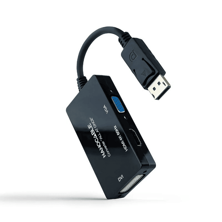 Nanocable Conversor DP a HDMI/DVI/VGA Negro 20 cm 1