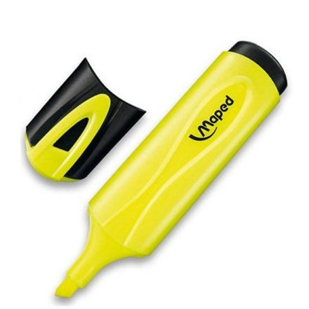 Maped Peps Classic Marcador Fluorescente - Punta Biselada - Trazo de 1 a 5mm - Ideal para Subrayar y Resaltar - Color Amarillo 1