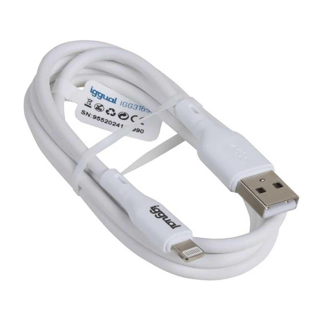 iggual cable USB-A/Lightning 100 cm blanco 2